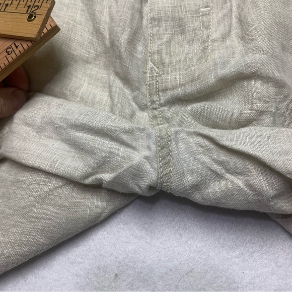 Tommy Bahama Relax 100% Linen Pants wide leg Cream color Back flap pockets 36x32 - Picture 6 of 10